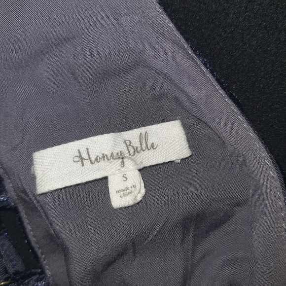 Honey Belle Demi Navy Burnout Velvet Shift Dress - Picture 3 of 5